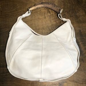 Yves Saint Laurent White Leather Mombasa Handbag